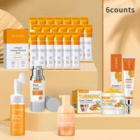 Vitamin C & Turmeric & Collagen Skin Care Kit, 6 Counts/set Facial Cleanser & Toner & Eye Cream & Serum & Face Cream & Mask, ...
