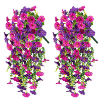 6 Colors Artificial Morning Glory Vine Set - 2 Pcs Fake Flower Garland for Home/Party/Wedding/Outdoor Yard Wall Decor, Mother...