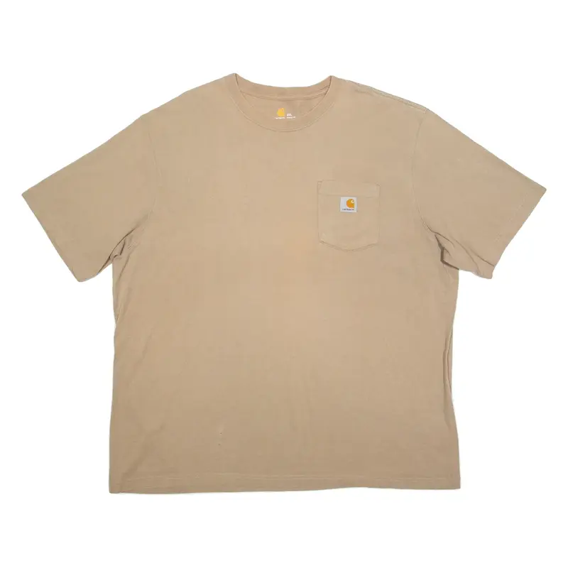 CARHARTT Mens T-Shirt Beige Crew Neck 2XL