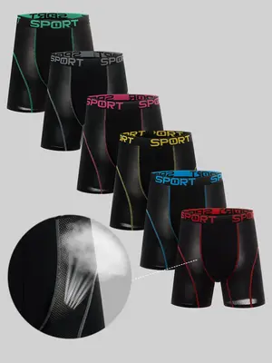 Men's Colorblock Letter Tape Boxer Brief, Breathable Comfortable Fitted Underwear for Daily Wear, Mens Underwear, Casual Men'...