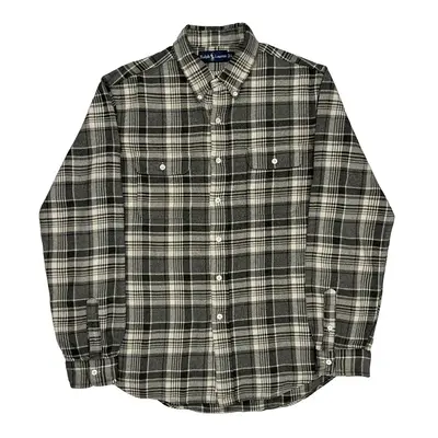 Ralph Lauren Checked Flannel Shirt - Large Black & White Cotton