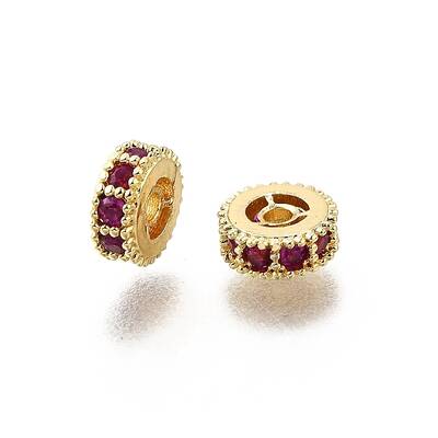 Brass Micro Pave Cubic Zirconia Beads