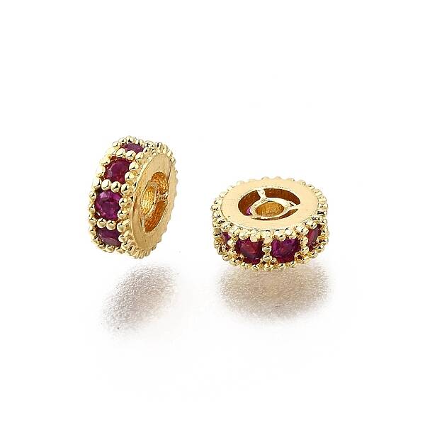 Brass Micro Pave Cubic Zirconia Beads