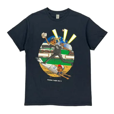Age 10-11 White Sox Gildan Graphic T-Shirt - Medium Black Cotton