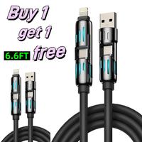 4-in-1 USB C Cable, Multi-functional 240W Fast Charger Data Cable, Phone Accessories Suitable for iPhone 15 14 Phone iPad Pro...