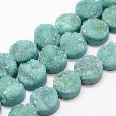 Electroplated Natural & Dyed Druzy Agate Bead Strands
