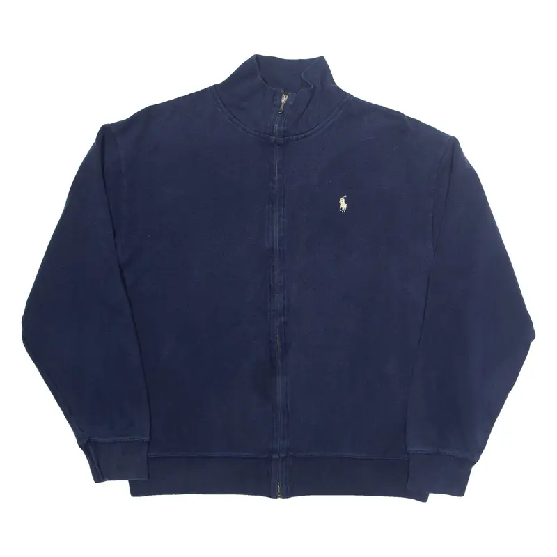 POLO RALPH LAUREN Zip Up Boys Sweatshirt Blue High Neck 16Y