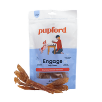 Pupford Engage Standard Beef Tendon Dog Chew Treats - Jerky Flavor, Long Lasting & Delicious, 4 Pack