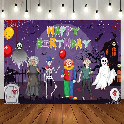 Scary Halloween Night Ghost Happy Birthday Backdrop - Aperturee