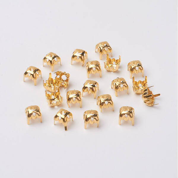 Square Brass Sew on Prong Settings