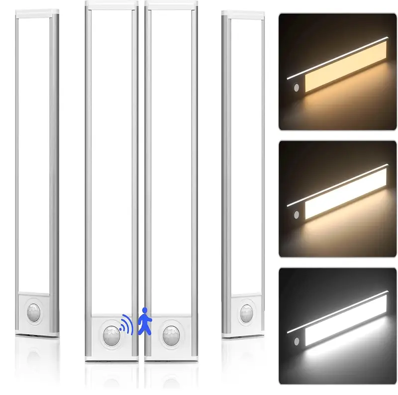LED Under Cabinet Lights Motion Sensor 15.7inch, 1/2/4PACK Rechargeable Under Counter Light For Kitchen, Wireless Magnetic Ni...