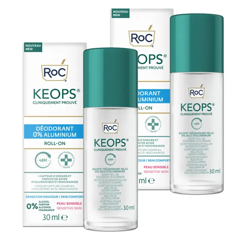 Roc Keops Deodorant Roll-On 0% Aluminum 2X30Ml