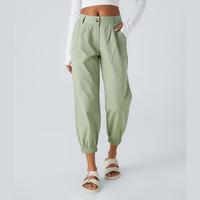 Halara Mid Rise Button Zipper Side Pocket Casual Cotton Joggers