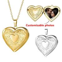 Openable Heart Shaped Photo Frame Photo Box Necklace Multifunctional Jewelry Stainless Steel Silver Golden Unisex Anniversary...