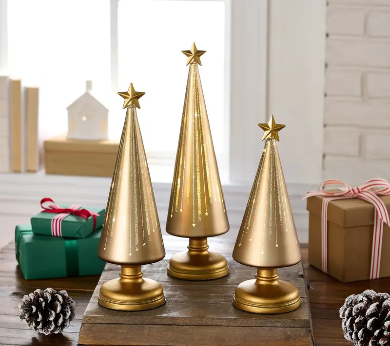 Set of 3 Illuminated Starry Night Trees by Valerie