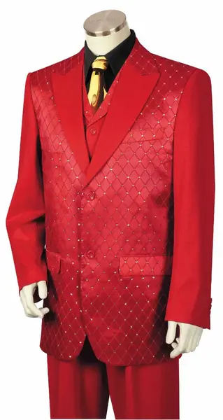 Canto Men's 3 Piece Fashion Suit  Fancy Pattern with Leather Trim Shopify