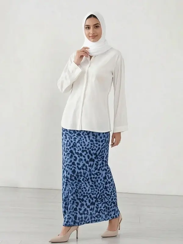 【Modest Fashion】Fashion Slim-Fitting Leopard Print Midi Skirt for Women, Summer Long Skirt in Moderate Fabric, Versatile ...