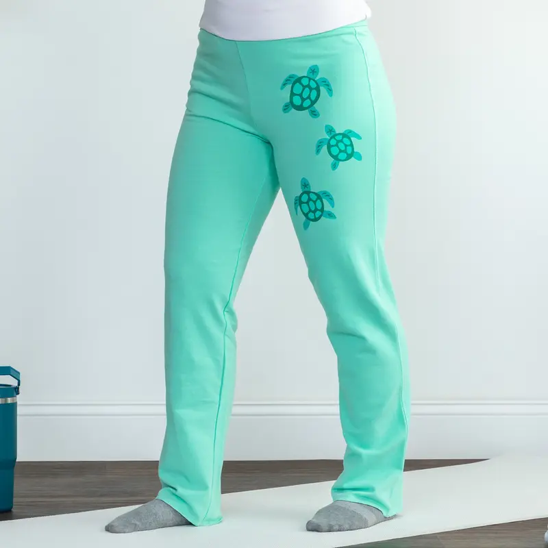 Turtle Yoga Pants with Hidden Zippered Pocket - M