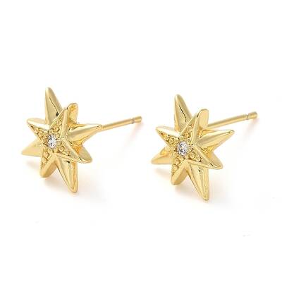 Rack Plating Brass Micro Pave Cubic Zirconia Stud Earring