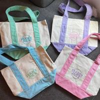Trader Joe's Pastel Mini Canvas Tote Bags 2025 LIMITED EDITION NWT LOT OF 4 Embroidered Cotton