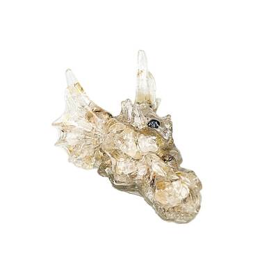 Dragon Resin with Natural Rutilated Quartz Chips Inside Display Decorations
