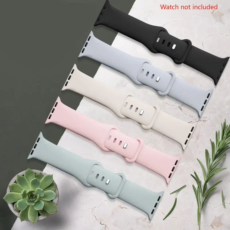 Solid Color Silicone Smart Watch Band (5 Counts/set), Fashionable Watch Band for Apple Smartwatches, Wearable Accessories Com...
