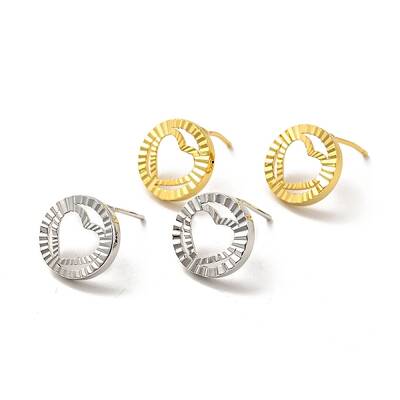 Rack Plating Brass Hollow Out Heart Stud Earrings for Women