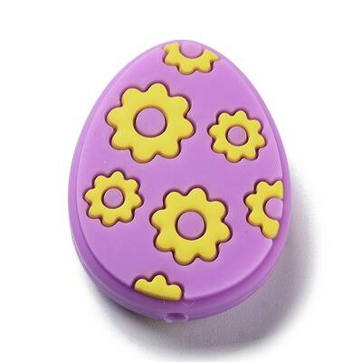 Easter Egg with Flower Silicone Beads