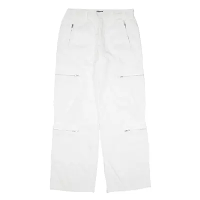YES OR NO Cargo Trousers White Loose Straight Womens W32 L31