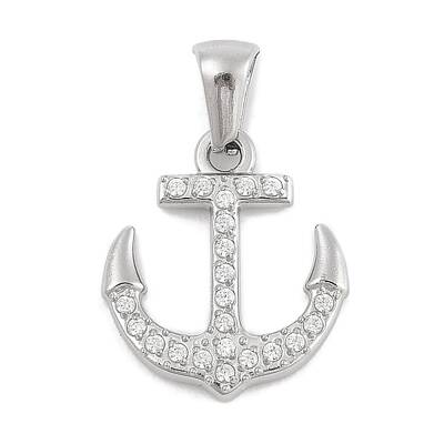 304 Stainless Steel Micro Pave Cubic Zirconia Pendants