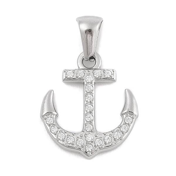 304 Stainless Steel Micro Pave Cubic Zirconia Pendants