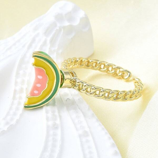Brass Enamel Open Cuff Rings for Women