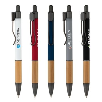 125 Customized Manoa Ballpoint Pen w/ Bamboo Grip - Aluminum ...