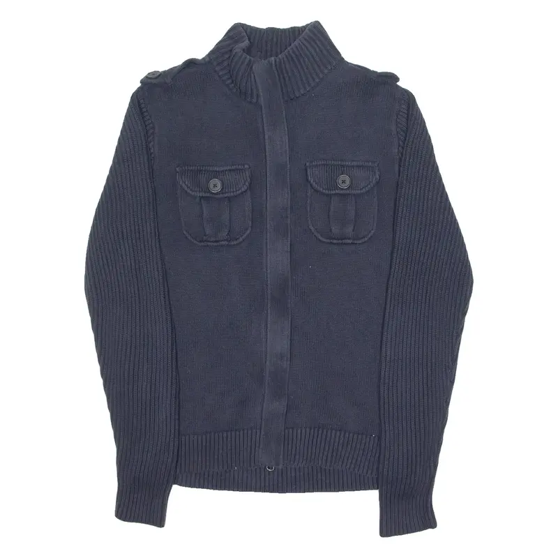 TOMMY HILFIGER Mens Jumper Blue High Neck Tight Knit M