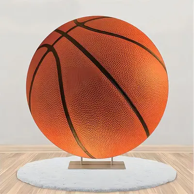 Vivid Basketball Simple Round Backdrop For Birthday - Aperturee