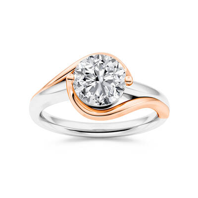 Aurora Solstice Two Toned Round Lab Grown Diamond Engagement Ring | 14K Rose-White Gold 1 1/2 CT. TW.
