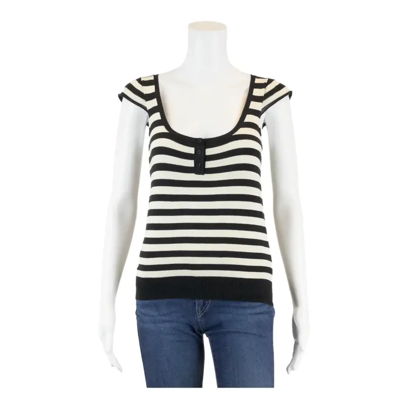 JOSEPH Top Black Striped Short Sleeve Womens M
