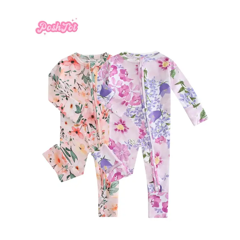 POSHTOT 220gsm bamboo fiber breathable bamboo baby short sleeve zipper romper bodysuit, lightweight. Easy 2-way zipper, conve...