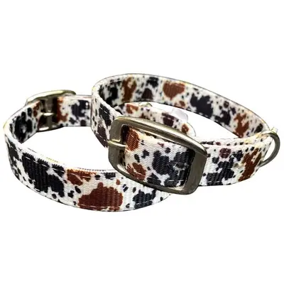 Cow print design nylon dog collar