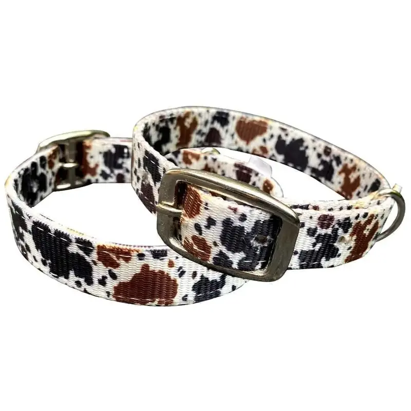 Cow print design nylon dog collar