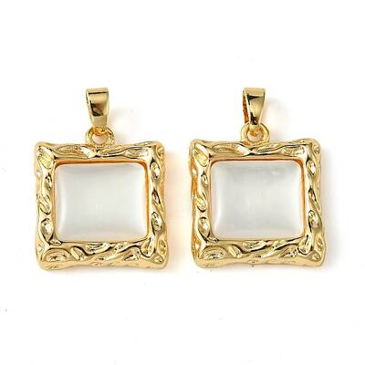 Brass Pave Shell Pendants