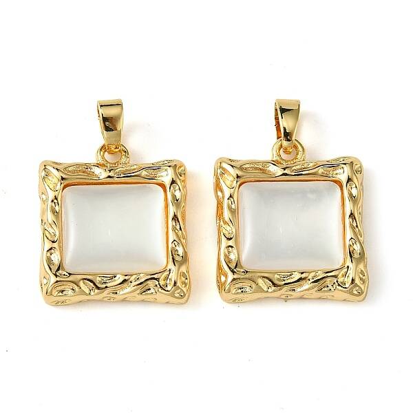 Brass Pave Shell Pendants