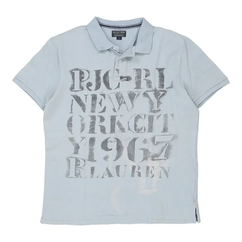 Ralph Lauren Graphic Polo Shirt - Large Blue Cotton
