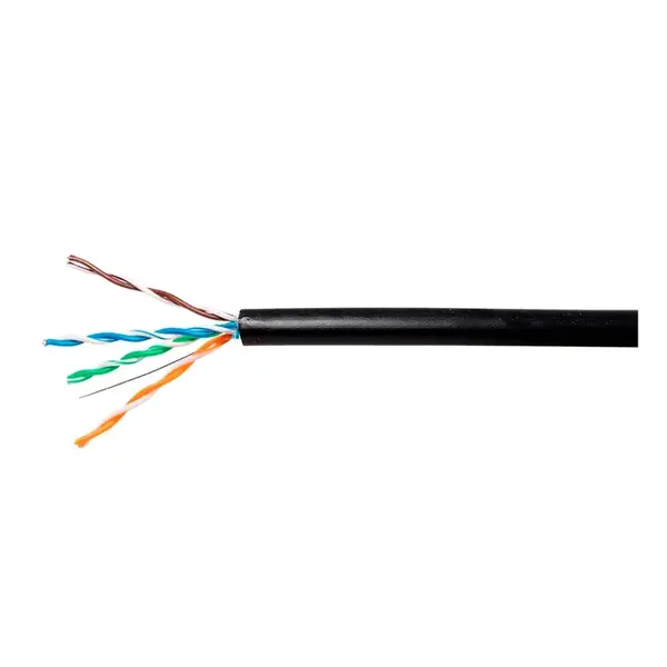 21868 Monoprice Cat5e 1000ft Black Outdoor Cable Gel-filled Direct Burial Solid UTP 24AWG 350MHz Pure Bare Copper Spool Outdo...