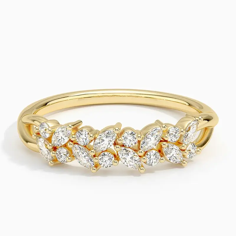 18K Gold Marquise Lab Created Diamond Custom Wedding Ring D Color VVS1-VS1 Clarity 3EX IGI Certified