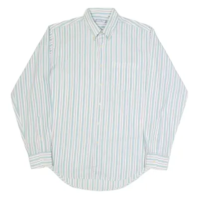 YVES SAINT LAURENT Mens Shirt White Striped Long Sleeve L
