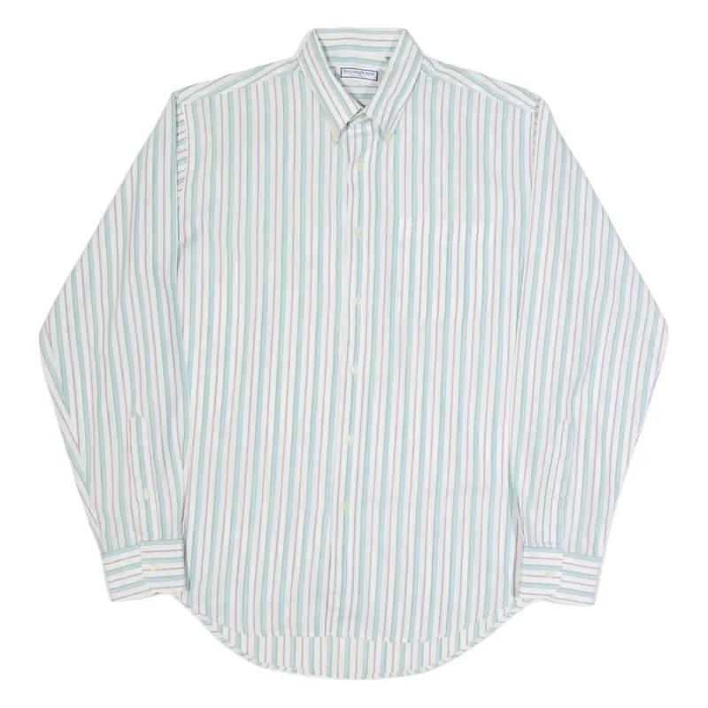 YVES SAINT LAURENT Mens Shirt White Striped Long Sleeve L