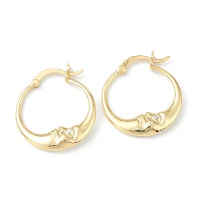 Brass Micro Pave Clear Cubic Zirconia Hoop Earrings