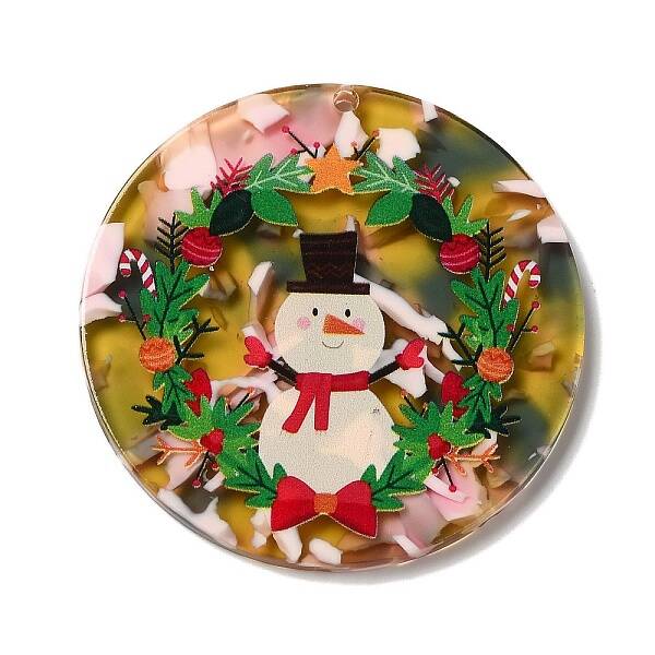 Transparent Christmas Themed Cellulose Acetate(Resin) Pendants