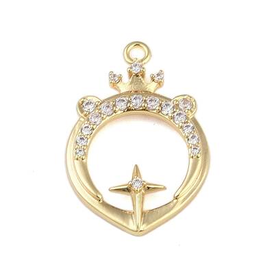 Brass Micro Pave Clear Cubic Zirconia Pendants